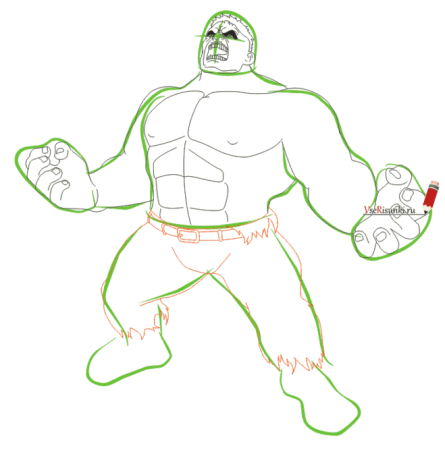 Пошаговое рисование Халка