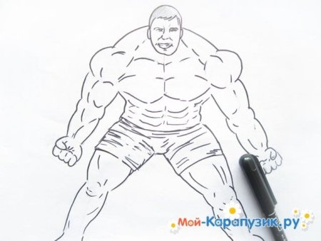 Халк нарисовать карандашом легко лицо