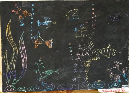 Рисование Морское дно граттаж