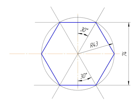 Равносторонний шестиугольник чертеж