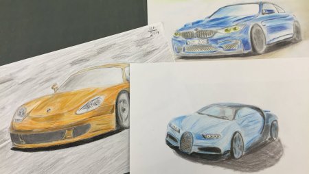 Этапы рисования Bugatti Chiron