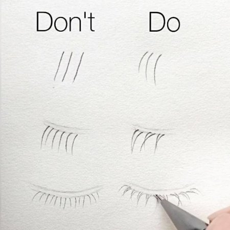 Поэтапное рисование ресниц