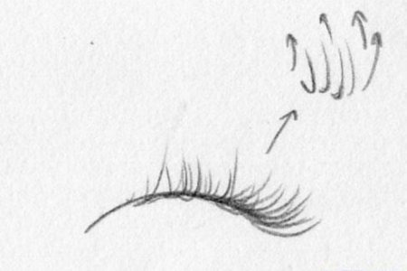 Поэтапное рисование ресниц