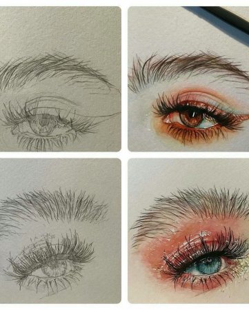 Поэтапное рисование ресниц карандашом