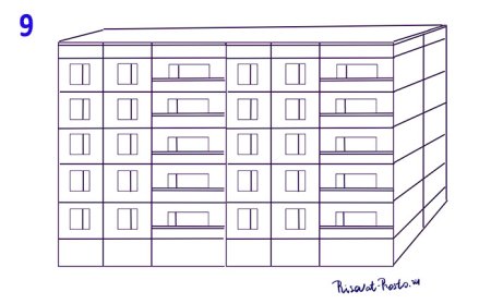 Многоэтажный дом карандашом