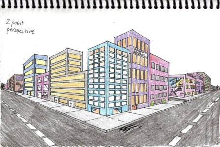 Перспектива с двумя точками схода улица