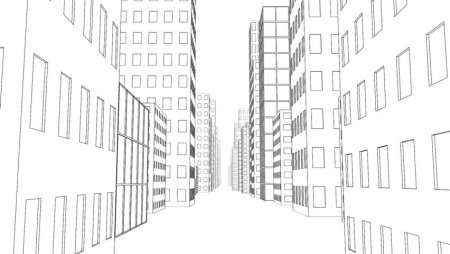 Нарисовать многоэтажный дом в перспективе