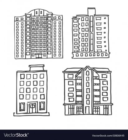 Многоэтажный дом карандашом