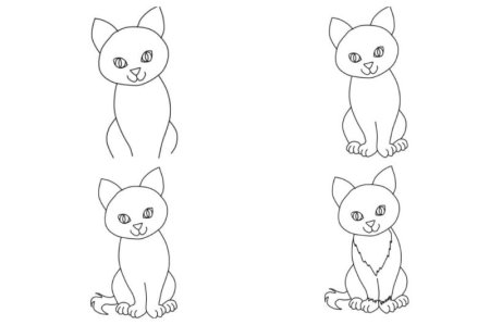 Этапы рисования кота