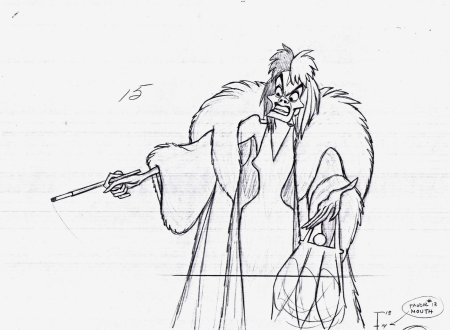 Рисунок карандашом Круэлла для срисовки легкие