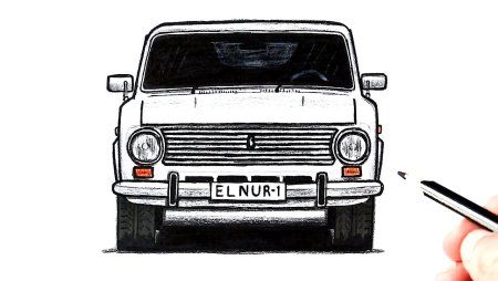 ВАЗ 2107 спереди карандашом