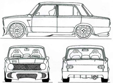 ВАЗ 2106 спереди чертеж