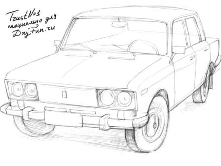 ВАЗ 2106 рисунок карандашом поэтапно