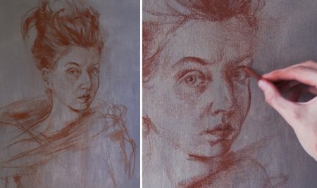 Рисование сангиной сепией и углем