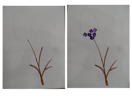 Рисование сирени ватными палочками