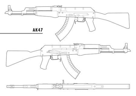 Акс-74у автомат чертеж с размерами