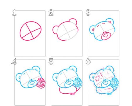 Схема рисования мишки Тедди