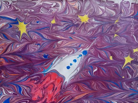 Техника рисования эбру космос