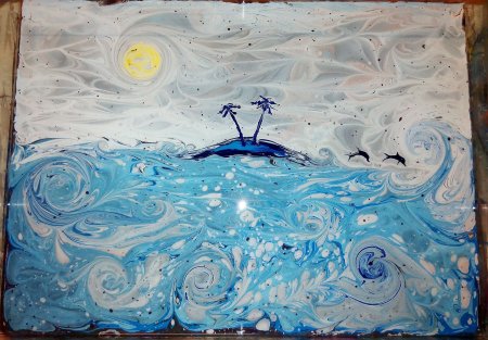 Марблинг рисование на воде