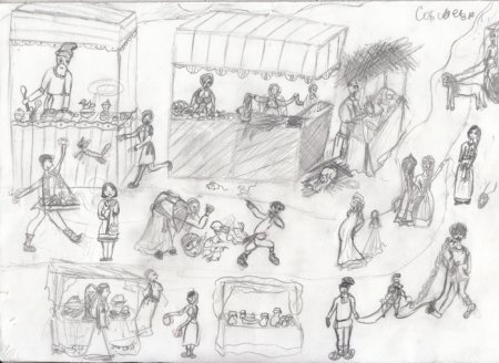 Ярмарка рисунок карандашом