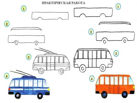 Автобус с флажками едет по улице рисование старшая группа