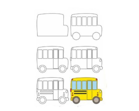 Рисование автобуса в старшей группе поэтапно