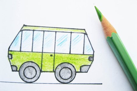 Автобус рисунок карандашом