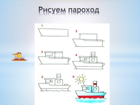 Поэтапное рисование пароход