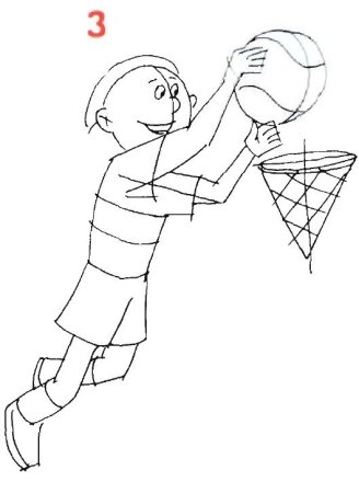 Рисунок баскетболист прыгает вид сзади