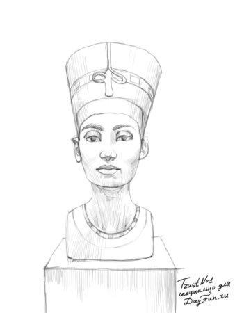 Портрет Нефертити карандашом