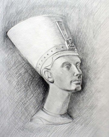 Набросок гипсовой головы Нефертити