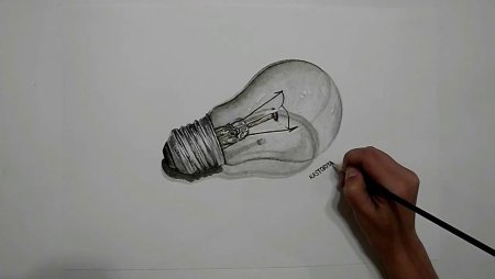 Лампочка рисунок карандашом