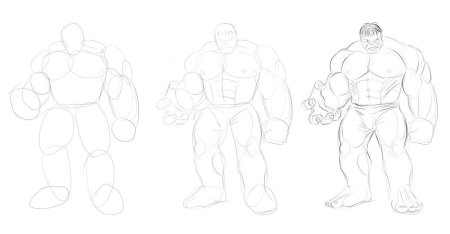 Халк рисунок карандашом поэтапно