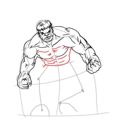 Поэтапный рисунок Халка