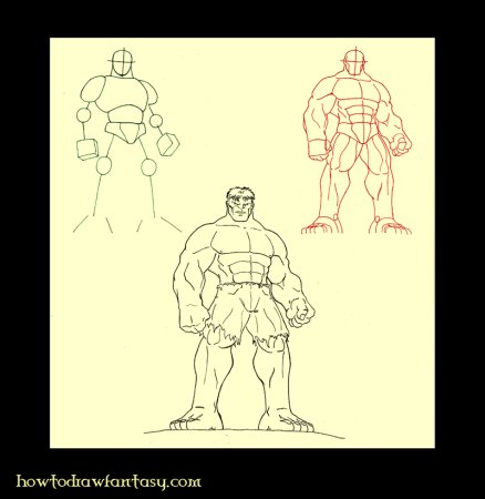 Рисовать Халка поэтапно