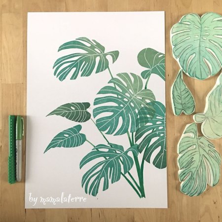 Монстера рисунок карандашом