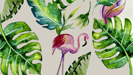 Лист монстеры акварель