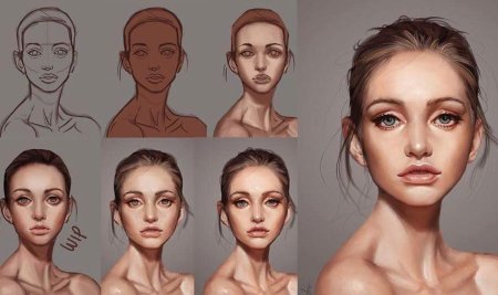 Женское лицо в разных ракурсах