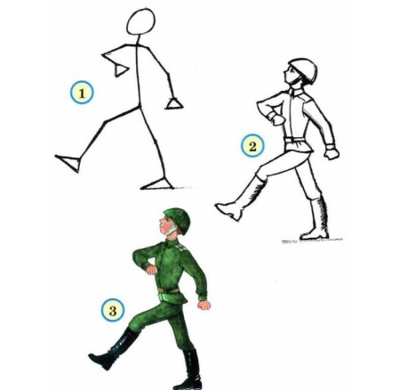Военный рисунок поэтапно