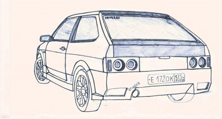 ВАЗ 2114 сзади рисунок