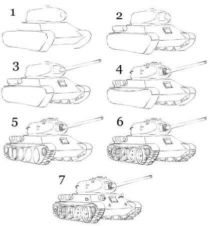 Танк т34 рисунок сбоку