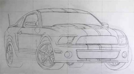 Рисунки карандашом Ford Mustang Shelby gt500