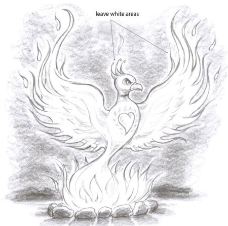 Нарисовать птицу Феникс поэтапно