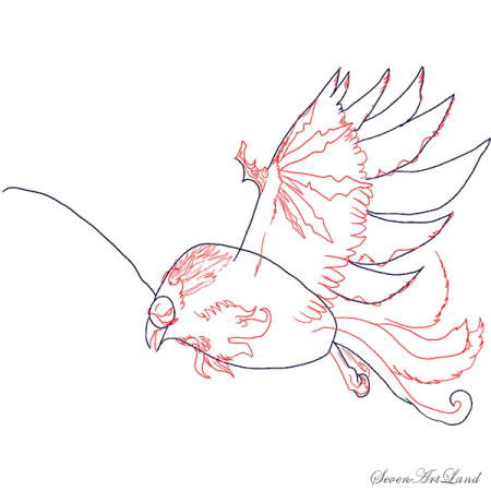 Феникс карандашом поэтапно для начинающих