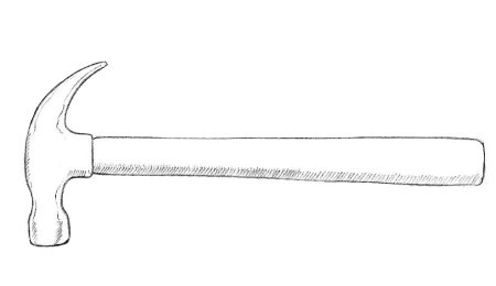 Рисование с натуры молотка