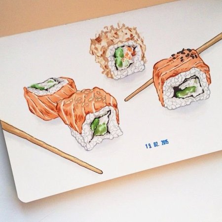 Роллы скетч маркерами