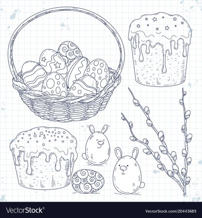 Рисунок кулича на Пасху карандашом