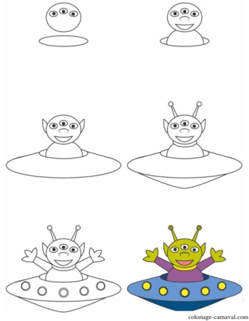 Поэтапное рисование инопланетянина для детей