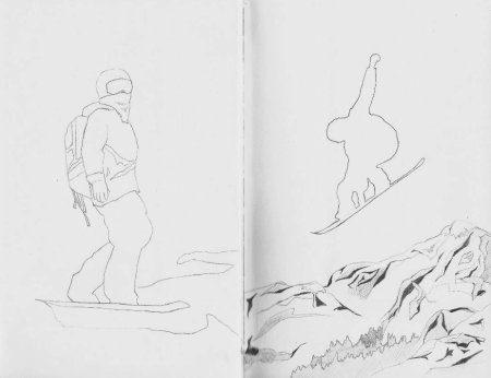 Рисунок сноубордиста карандашом