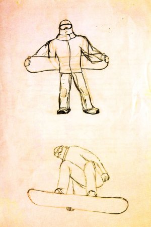 Сноубордист карандашом